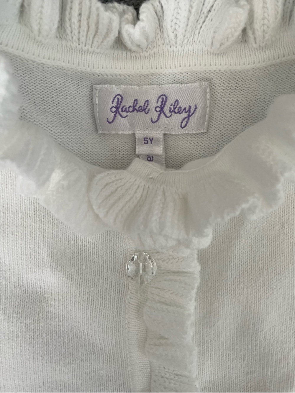Rachel Riley Ivory Ruffle-Trim Knit Cardigan - Picture 3 of 4